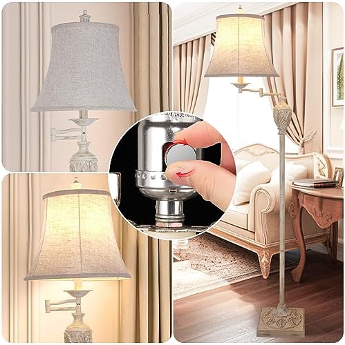 Traditional Floor Lamp with 350° Swing Arm, 3 Color Temperatures,White Wash