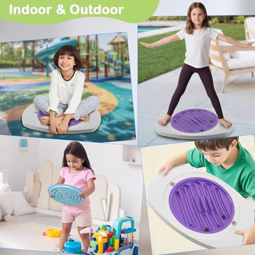 Balance Board with Maze for Kids, Labyrinth Wobble Board Rocking Seesaw Sensory Training with 2 Balls & 2 Replacement Labyrinth Disks, Non-Slip Pedals Indoor Outdoor for Boys Girls