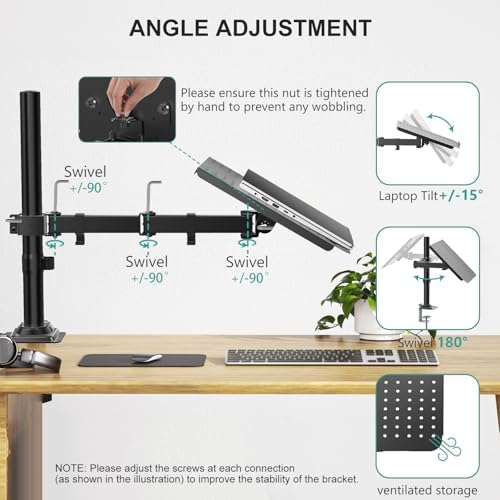 WALI Adjustable Laptop Desk Mount for 17 inch Notebook or 32 inch Screen