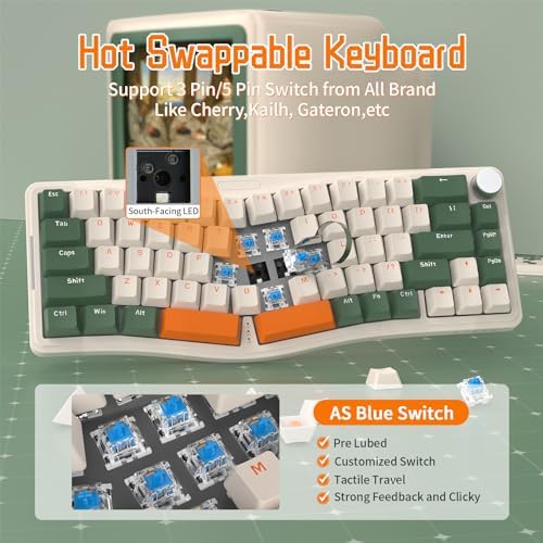 ATTACK SHARK AKS068 Wired Mechanical Gaming Keyboard 65% Alice Layout-Green