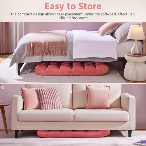 Yaheetech 14-Position Folding Floor Chair with Adjustable Back Support Pink