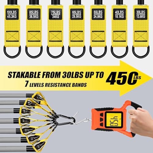 WOQQW Heavy Resistance Bands for Working Out, 350lbs/450lbs Exercise Bands with Handles, Workout Bands Set for Men, Fitness Weight Bands for Muscle Strength Training,Stretching,Slim,Home Gym Equipment