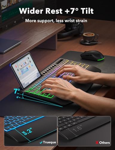 Trueque Wireless Keyboard and Mouse Combo, 4000mAh Battery, Wrist Rest