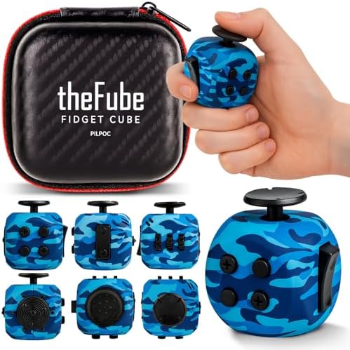 PILPOC theFube Fidget Cube Stress Relief for Adults & Kids (Navy Shadow)