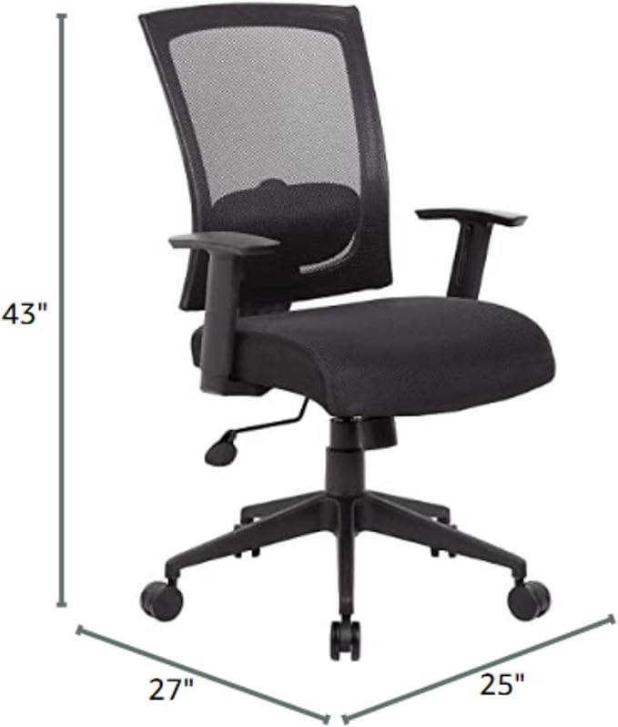 Ergonomic Black Mesh Back Task Chair Breathable Supportive Design Swivel Adjustable Height Rolling Casters Lumbar Comfort Contoured Seat Stylish Modern Office Furniture Durable Structure