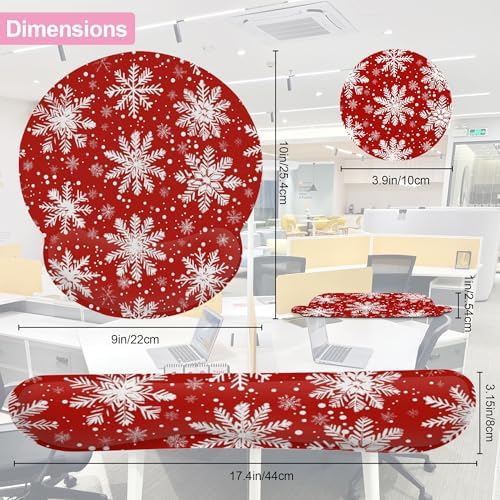 Christmas Snowflakes Keyboard Wrist Rest Pad and Mouse Pad Wrist Support Set,3-in-1 Ergonomic Mouse Pad with Non-Slip Rubber Base for Home Office Game Computers Desk,