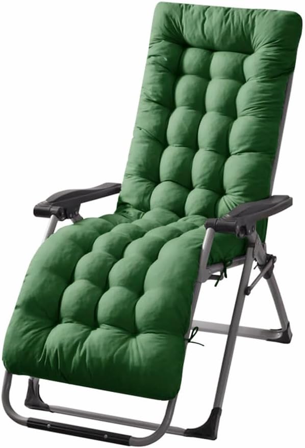 Patio Chaise Lounger Cushion， IndoorOutdoor Rocking Chair Sofa Cushion with 6 Ties， Thick Padded Swing Bench Cushion，61x18.9x3.1in (Green)