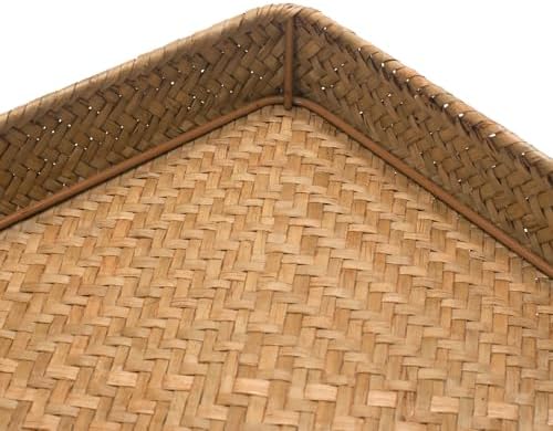 Seagrass Letter Tray, Woven Desk Tray, Wicker Desk Organizer, A4 Paper, Document, File, Mail, Magazine Storage Basket for Office, Classroom, Home Desktop