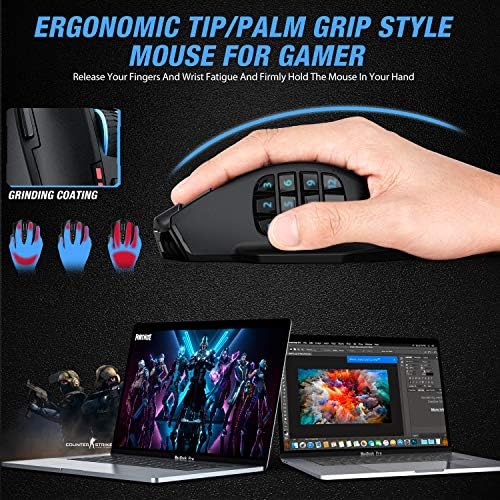 UtechSmart Venus Pro Wireless MMO Gaming Mouse - 16000 DPI RGB