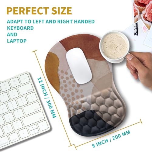 Hokafenle Ergonomic Mouse Pad Wrist Support, Wrist Rest Mousepad for Carpal Tunnel Pain Relief with Integrated Memory Foam Slope Massage Bulge (11.8x7.9 inch,Abstract Marble