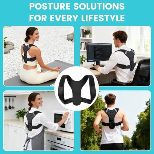 Posture Corrector for Men & Women, Adjustable Back Brace & Straightener for Office, Home & Daily Use, Relieve Back Pain, Prevent Hunching & Slouching, Comfortable & Breathable, L