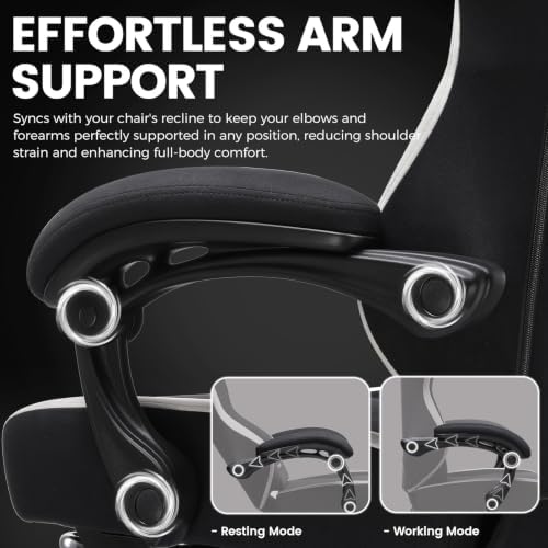 GTPLAYER Gaming Chair Fabric with Pocket Spring Cushion, Big and Tall Gamings Chairs 350LBS High Back Computer Chair with Footrest for Adults Lumbar Support Swivel Game Chair for Office Black