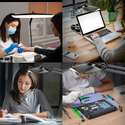 3000 Lumens Adjustable LED Desk Lamp & Task Lamp - Bright, Dimmable Lighting for Office, Crafts, Nails &Salon Hobbies with Clamp (CCT, Black)