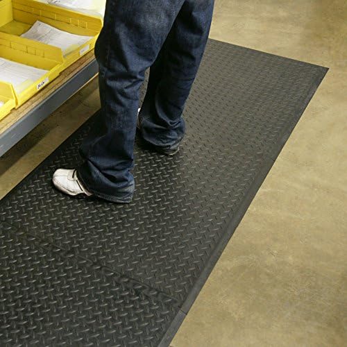 Rubber-Cal 03_146_Web_EN"FootRest" Interlocking AntiFatigue Floor Mat, End Tile, 1/2" x 28" x 31",Black