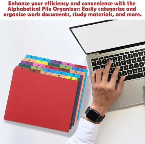 2 Set 50 Alphabet File Dividers A-Z Top Tab File Guides Letter Size 1/5 Cut Tab Manila Alphabetical File Organizer File Cabinet Dividers for Work Office Home School and Desk Organizer (Colorful)