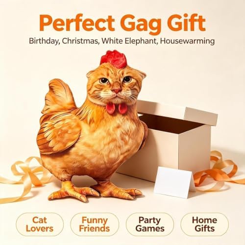 Funny Cat Chicken Throw Pillow, Soft PP Cotton Couch Bedroom Decor