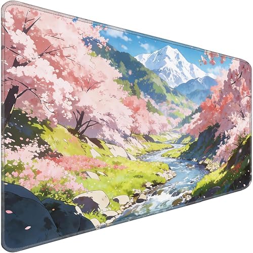 Cherry Blossom Anime Large Gaming Mouse Pad Waterproof Desk Mat