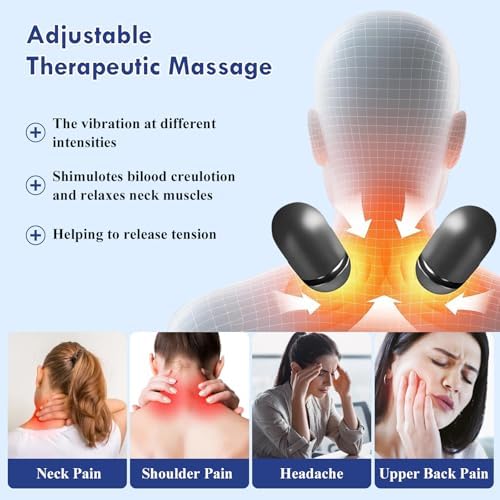 3-in-1 Neck Massager Pillow with Heat - Deep Tissue Vibration Massage & Cervical Traction for Neck Pain Relief, Portable Rechargeable Neck Hump Corrector (Rechargeable)