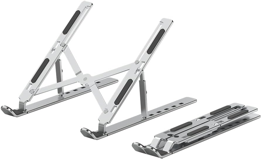Portable Laptop Stand (Include Storage Bag), Adjustable Folding Aluminum Stand, Compatible with 10-15.6 Inch Laptops, iPad, Tablet. Silver