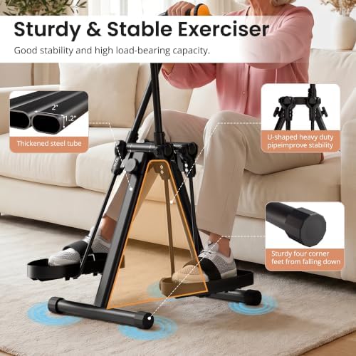 RYGEO Pedal Exerciser Bike for Seniors – Arm, Leg, Hand & Knee Elderly Exercise Equipment, Sit Down Air Walker for Total Body, Upper & Lower Limb Trainer Home Workout