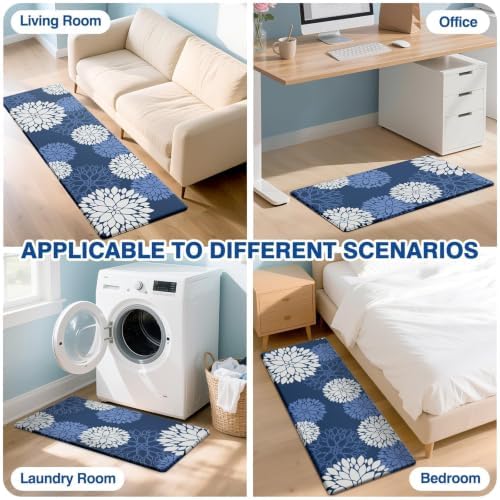 Kitchen Mats 2 Piece Set, Anti Fatigue Non Slip Cushioned Floor Rugs, Blue