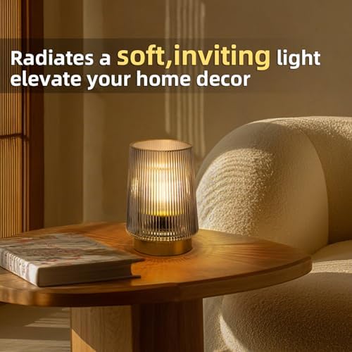 MJ PREMIER Battery Operated Lamp Small Cordless Lamp with Timer Grey