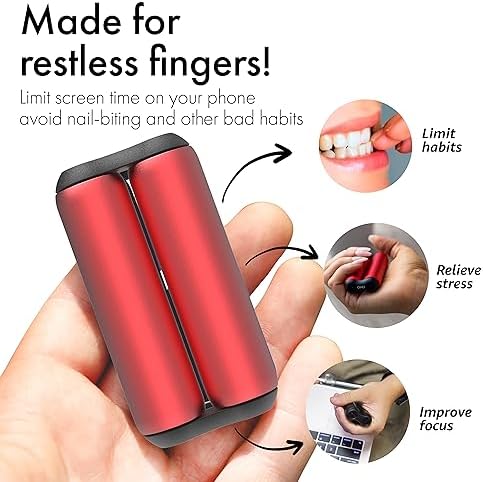 ONO Roller - Handheld Fidget Toy for Adults | Help Relieve Stress, Anxiety, Tension | Promotes Focus, Clarity | Compact, Portable Design (Red, Junior Size - Aluminum)