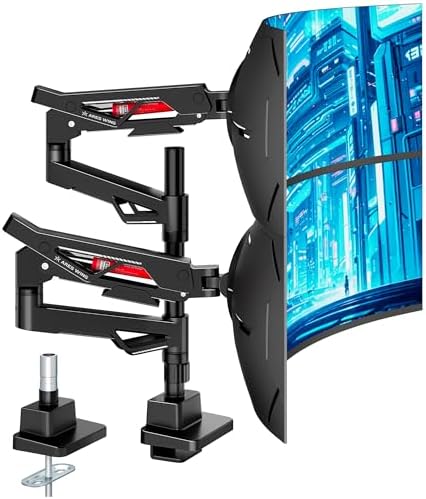 ARES WING Heavy-Duty Gas Spring Dual Ultrawide Monitor Arm 57" 60Lbs VESA