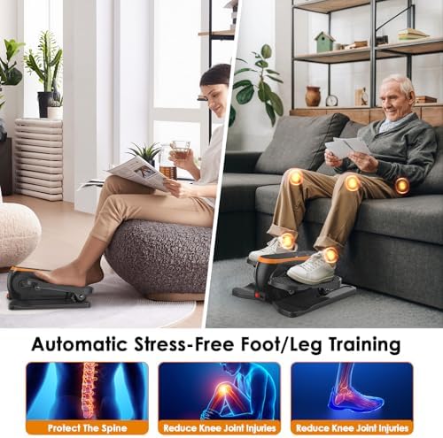 Under Desk Elliptical Machine for Senior Mini Elliptical Leg Exerciser with Remote Quiet Portable Electric Seated Foot Pedal Exerciser for Home Office