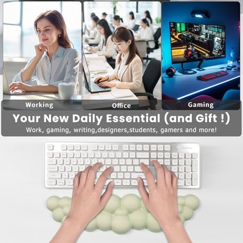 Cloud Keyboard Wrist Rest,Wrist Rest for Keyboard-Memory Foam,Green