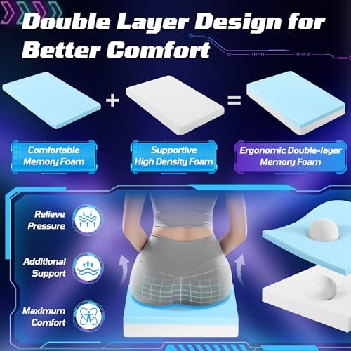 Gaming Chair Seat Cushion Pad for Men Gamer, Black