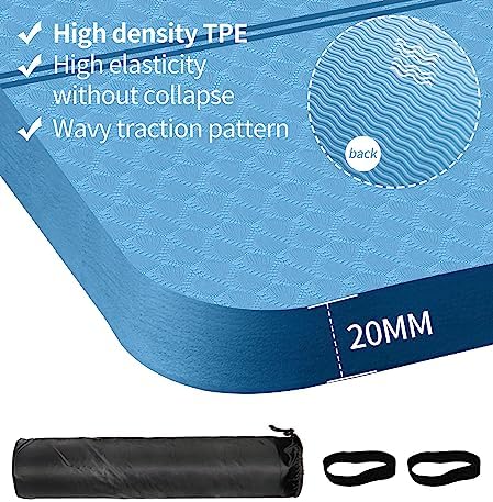 nuveti Large Exercise Mat - 15mm/20mm/30mm Thick Yoga Mat | Workout Mat for Fitness, Yoga, Pilates, Stretching & Floor Exercises for Women & Men with Free Carrying Bag