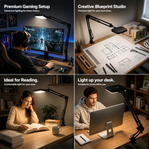 Eye-Caring Desk Lamp for Computer Video Calls with Adjustable Swing Arm