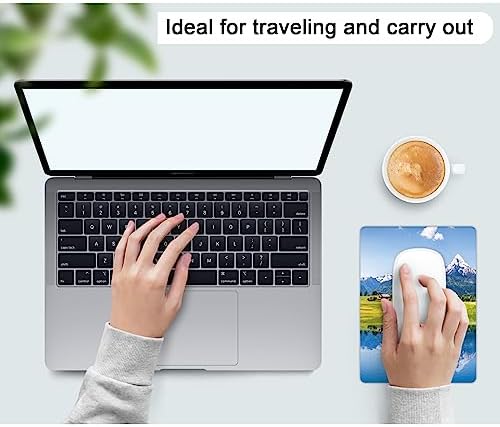 Small Mouse Pad, Mini Mouse Pad 6 X 8 Inch with Non-Slip Rubber Base for Keyboard Tray Laptops Wireless Mouse Home Office Travel, Washable & Portable (Natural Landscape)