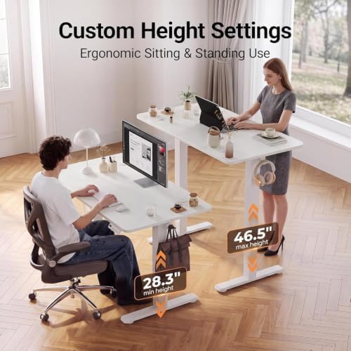 Claiks 32 x 19 Inch Electric Standing Desk White