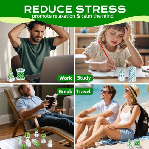 3D Printed Fidget Toys (6 Pack), Impossible Cone & Pyramid Spiral Toy, Optical Illusion Passthrough Desk Toys for Adults & Kids, Stress Relief Sensory Fidgets for Anxiety, Cool Office Gifts, Pack2