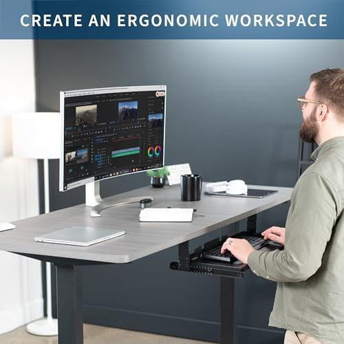 VIVO Black Under Desk 27 x 11 in Adjustable Keyboard Tray, MOUNT-KB27HB