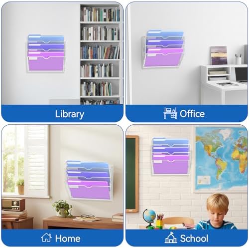 3-Tier Wall File Organizer, Hanging File Organizer, White