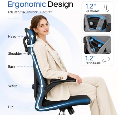 Office Chair, Ergonomic Office Chair with 3D Headrest, Computer Desk Chair