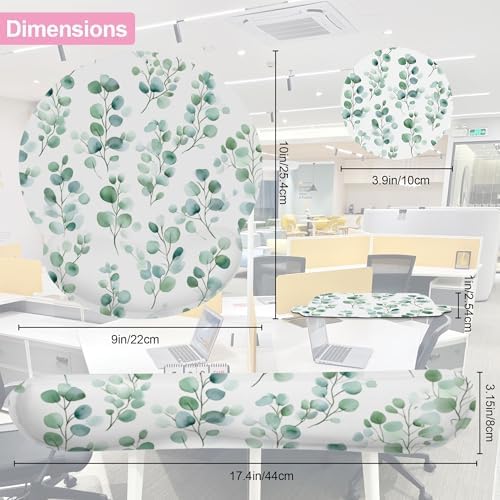 Eucalyptus Leaf Boho Ergonomic Wrist Support Keyboard Mouse Wrist Rest Set, Computer Office Comfortable Wrist Rest for Mouse Easy Typing