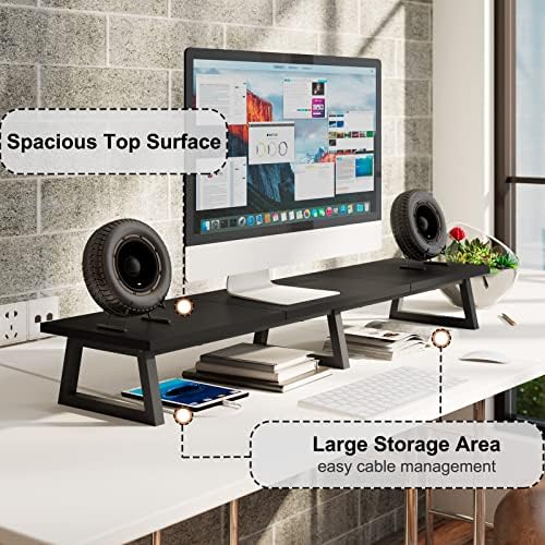 TEAMIX 42 inch Large Dual Monitor Riser, Desk Organizer Stand for TV Laptop