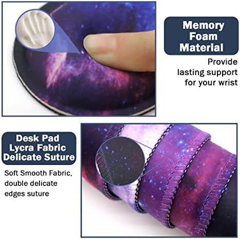 Large Mouse Pad and Keyboard Wrist Rest, Desk Pad for Keyboard and Mouse, 4-in-1 Large Gaming Mouse Pad with Wrist Support, Desk Mat for Home Office Study Game-Galaxy Fluid