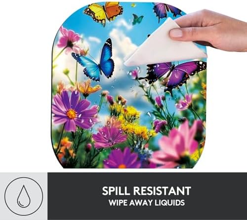 Small Mouse Pad，Mini Mouse Pad 6 x 7 Inch，for Laptop Keyboard Tray Wireless Mouse Home Office Travel，with Non-Slip Rubber Base, Waterproof Mouse Mat，Butterflies in Flower Field