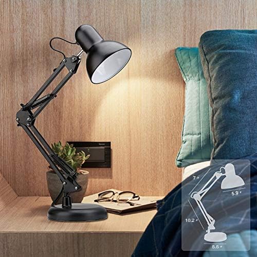 ShellKingdom Architect Task Lamp, Adjustable Swing Arm Desk Lamp with Clamp, Classic Desk Lamp for Home Office Reading (Black)