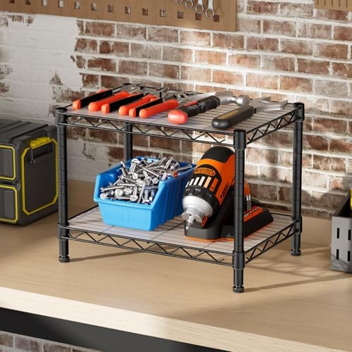 SINGAYE Small Wire 2 Shelves Pantry Metal Shelf Floor Organizer Under Desk