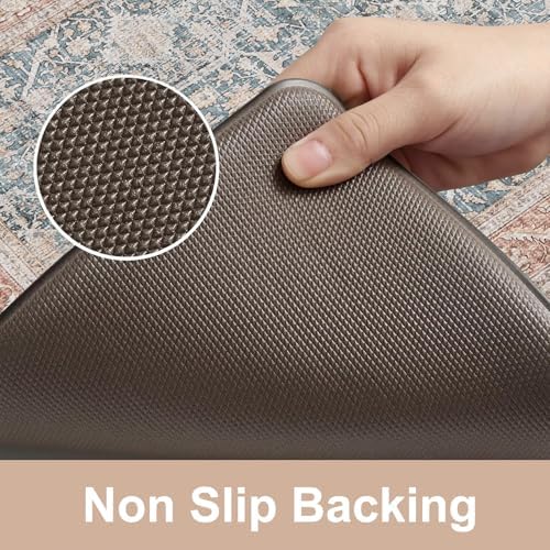 KIMODE Anti Fatigue Kitchen Mat,Farmhouse Kitchen Rug Sets of 2 Orange Blue