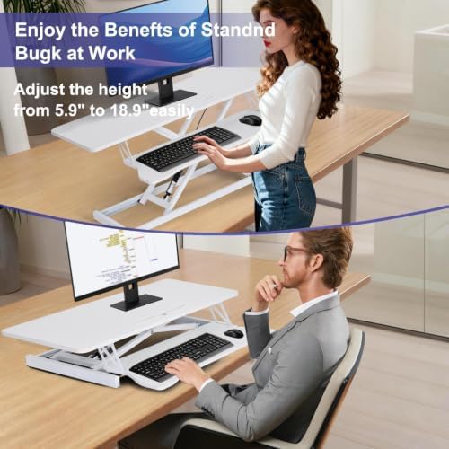 38-inch Standing Desk Converter, Height Adjustable 5.9-18.9in