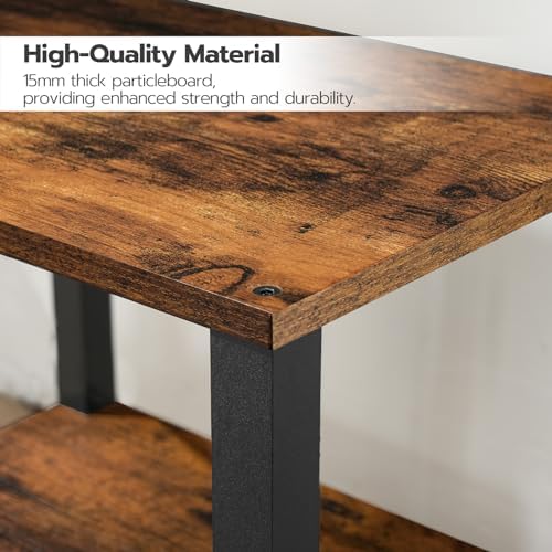 HOOBRO 2-Tier Printer Stand with Charging Station, Under Desk Printer Table, Printer Cart with Storage Shelves, Shelf for Small Spaces, for Home Office, Rustic Brown and Black BF38UPS01