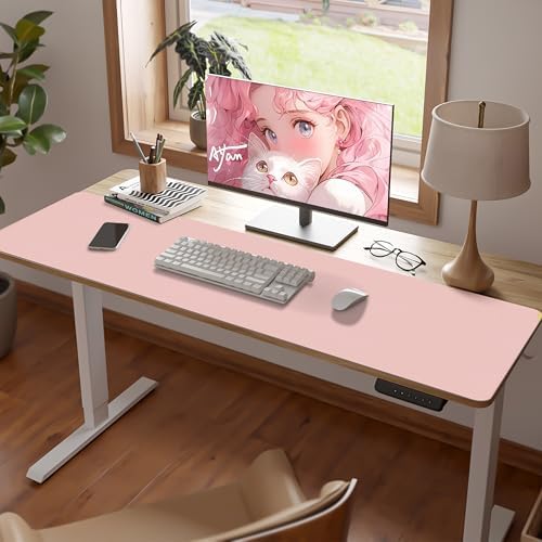 Leather Desk Pad Mat, Large Pink Desk Mat, 47.2" x 16.9"