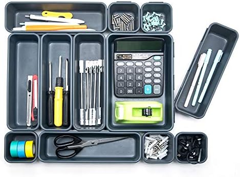 Gonice 18 PCS Interlocking Drawer Organizers Plastic Desktop Organizer Tray